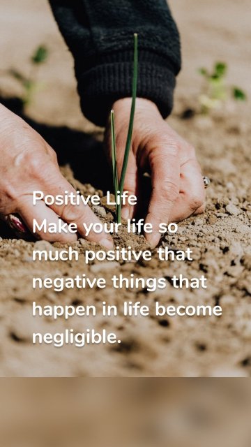 Positive Life Make your life so much positive that negative things that happen in life become negligible.